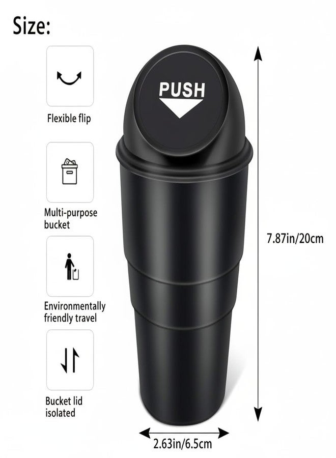 XML Mini Car Dustbin with Black Push-Lid Design for Office Home Kithcen Automotive Accessories Cup Holder Garbage Can Mini Trash Can Multi-Purpose Bucket 20cm small Stylist Black (PACK OF 1) - Image 2